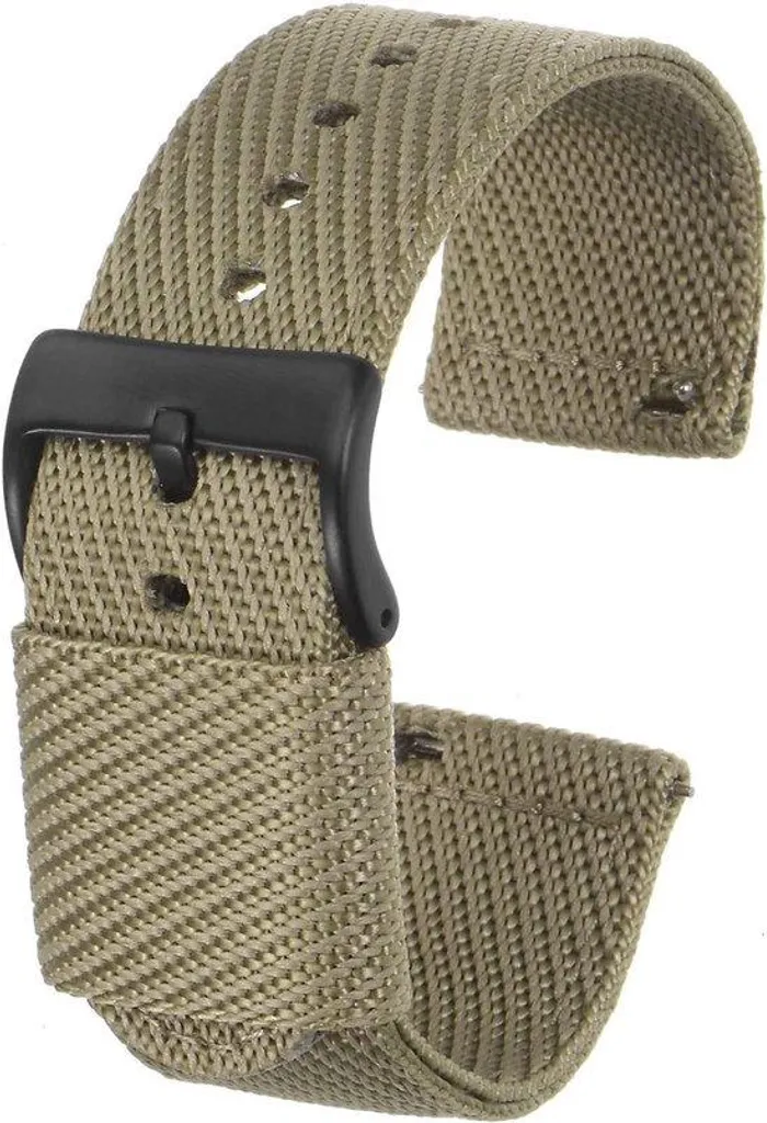 Bracelet en nylon kaki souple 24mm, toile de voile haute résistance