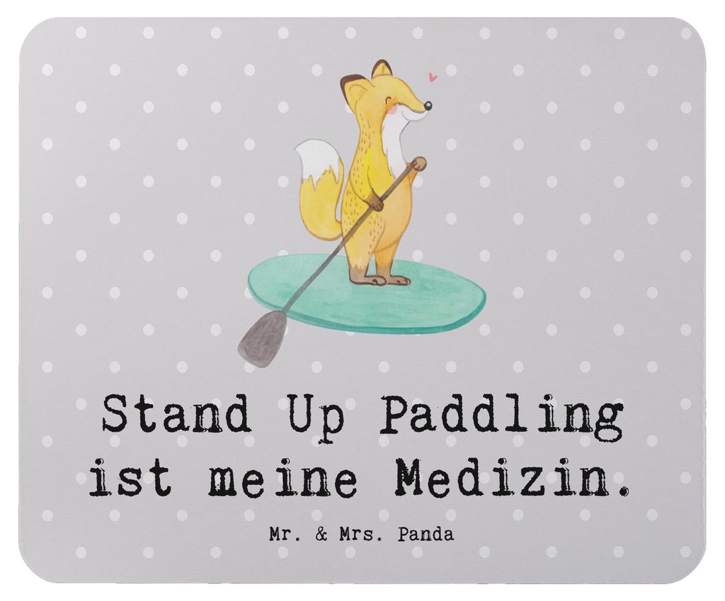 Mr. & Mrs. Panda Mouse Pad Fuchs Stand Up Paddling - Grau Pastell - Geschenk, SUB, Paddle Boarding, computer mauspad, pc, Subben, mausteppich, Mous...