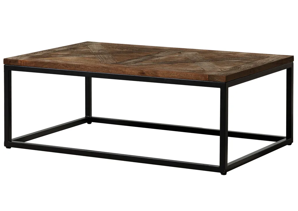 Table basse acacia massif laqué noisette 110x70cm LOUNGE style industriel