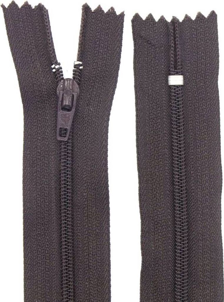 Reißverschluss 2 mm Nylon nicht teilbar 50 cm Braun