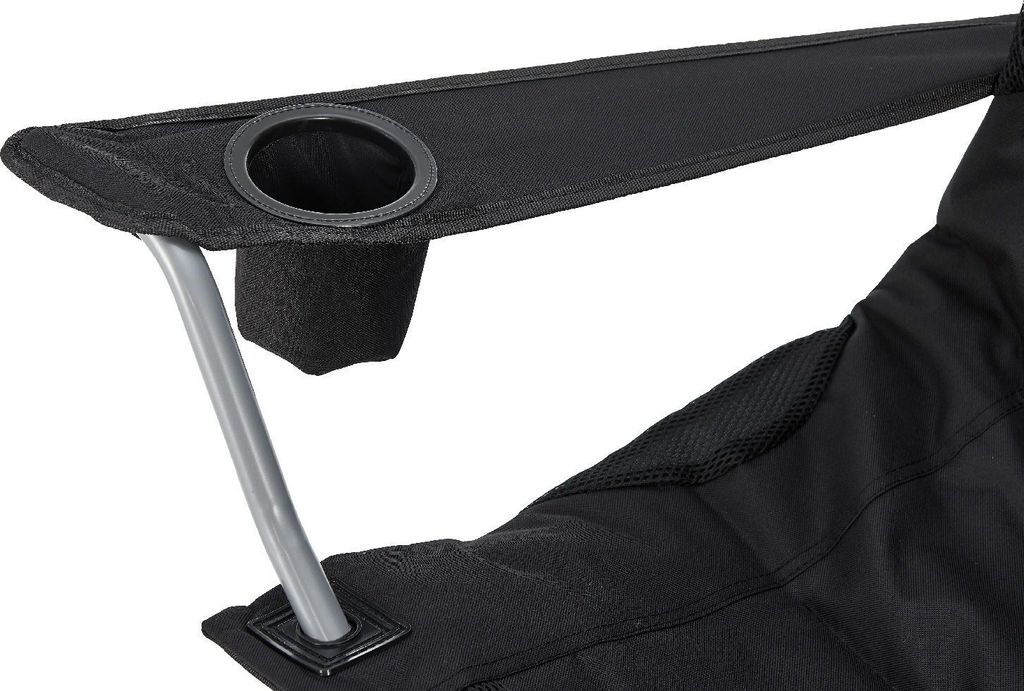 Juskys Campingstuhl Lido mit Getränkehalter & Tasche - Camping Klappstuhl gepolstert - Faltstuhl Angelstuhl Strandstuhl Chair - Stuhl Schwarz