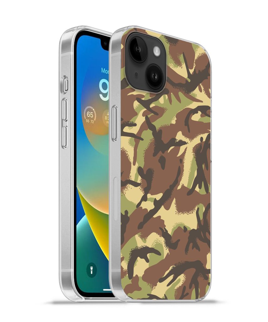 MuchoWow Handyhülle Schutzhülle Hülle für Apple iPhone 14 Plus - Soft case Camouflage-Muster in natürlichen Farben Silikon Softcase Handy H...