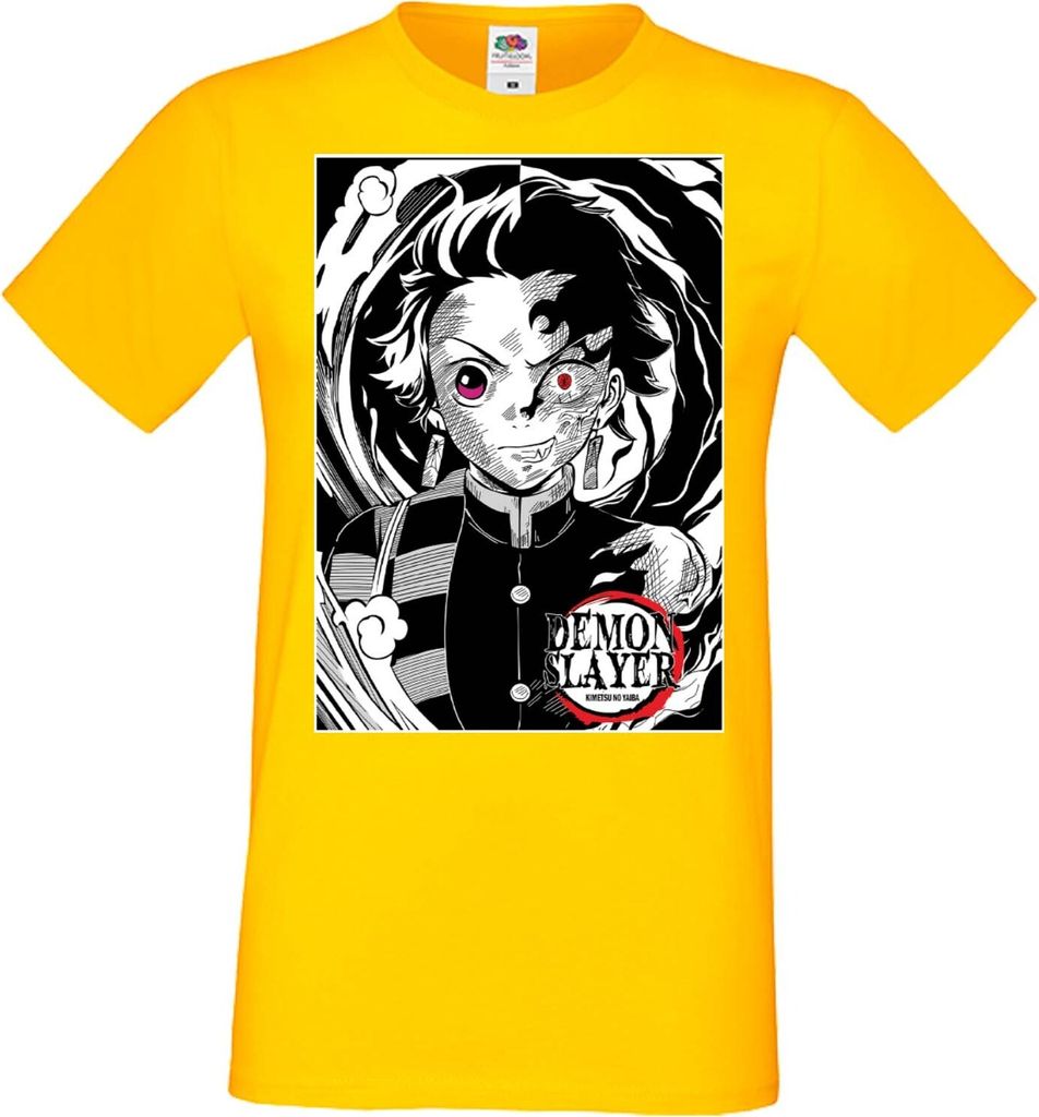 Herren T-Shirt Manga Anime Demon Anime Slayer Tanjiro Kamado 04 Tanjiro, Man L / Gelb