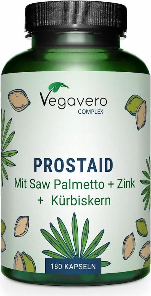 Vegavero Prostaid Complex | 180 Kapseln | Sägepalme & Produktbild 
