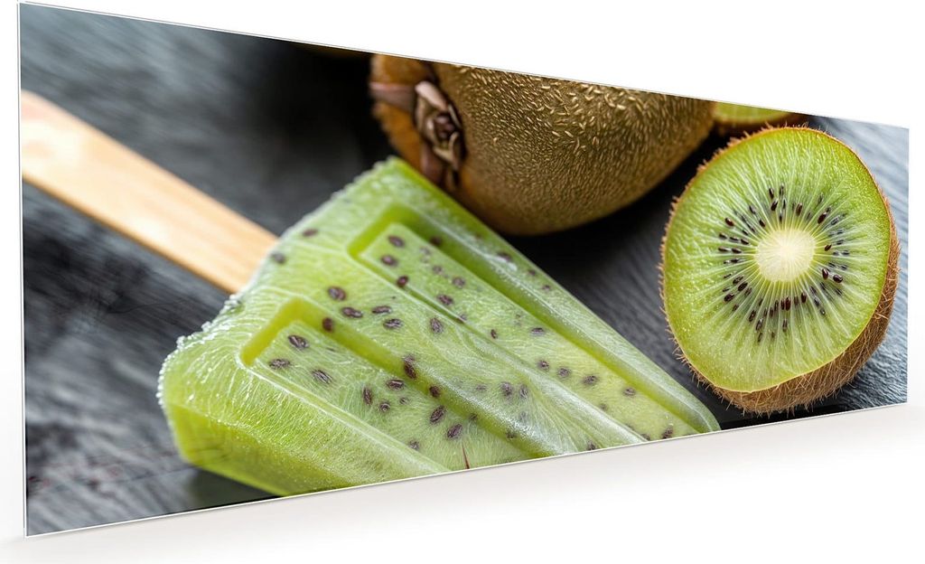 Küchenrückwand Spritzschutz Glas mit Motiv Kiwi Eis am Stiel 40 x 40 cm