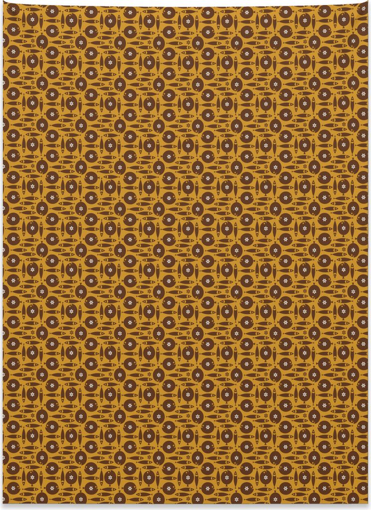 Abakuhaus Fisch Wandteppich, Vintage-Stil-Muster aus Weiches Mikrofaser Stoff Kein Verblassen Klare Farben Waschbar, 110 x 150 cm, Blasser Kaffee S...