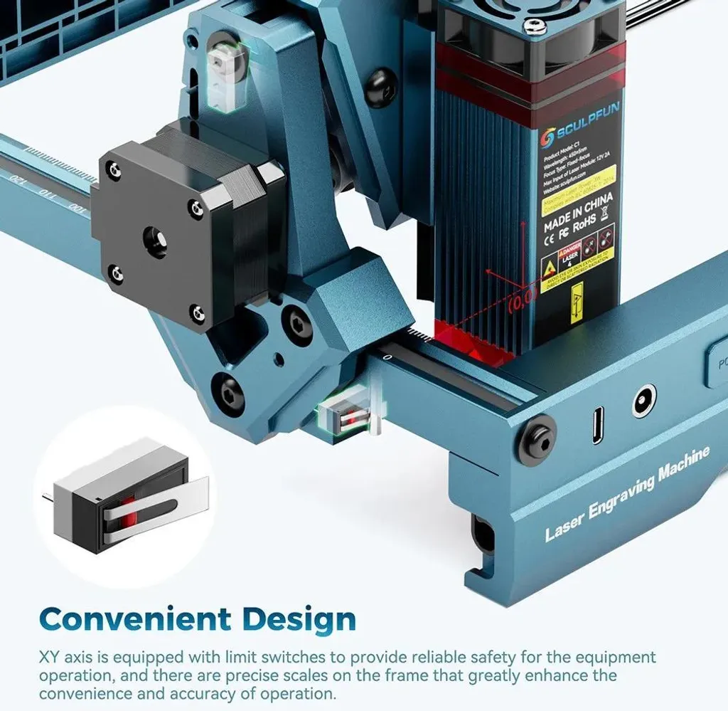 Machine à graver laser compacte C1 Noir pour bois et cuir DIY - 4