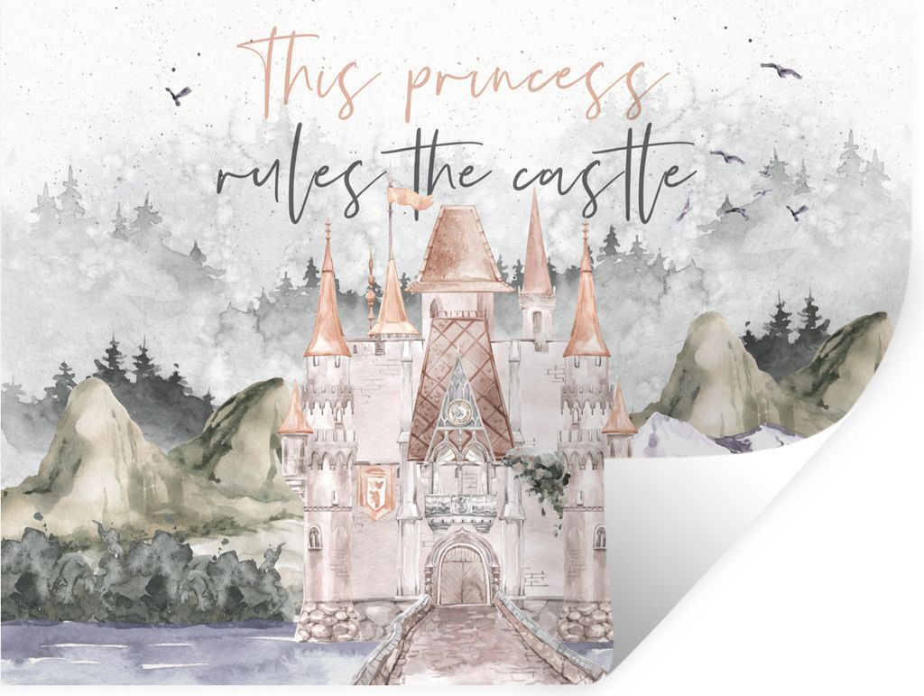 MuchoWow Wandtattoo Wandsticker Wandaufkleber Zitate - Sprichwörter - Diese Prinzessin regiert das Schloss - Prinzessin - Kinder - Baby - Mädch...