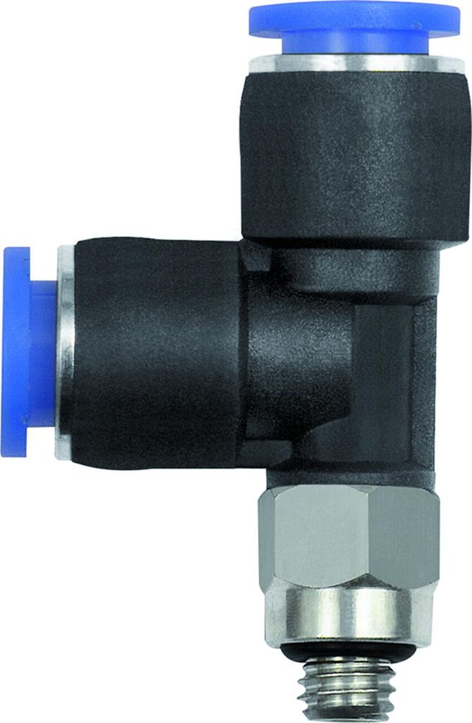 Riegler T-Steckverschraubung »Blaue Serie« mini, L-Form, drehbar, M3, Ø 4 mm