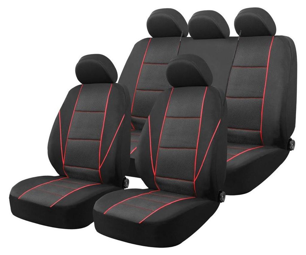 AMiO SC-17 Autostoelhoes Set, universeel, zwart en rood Productafbeelding 