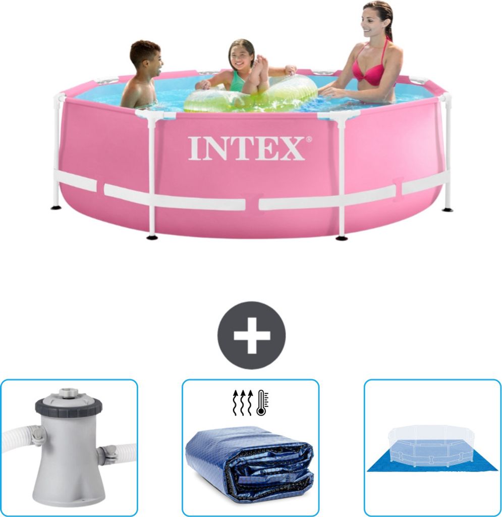 Basen Intex z okrągłym stelażem - 244 x 76 cm - różowy - Zdjęcie produktu 