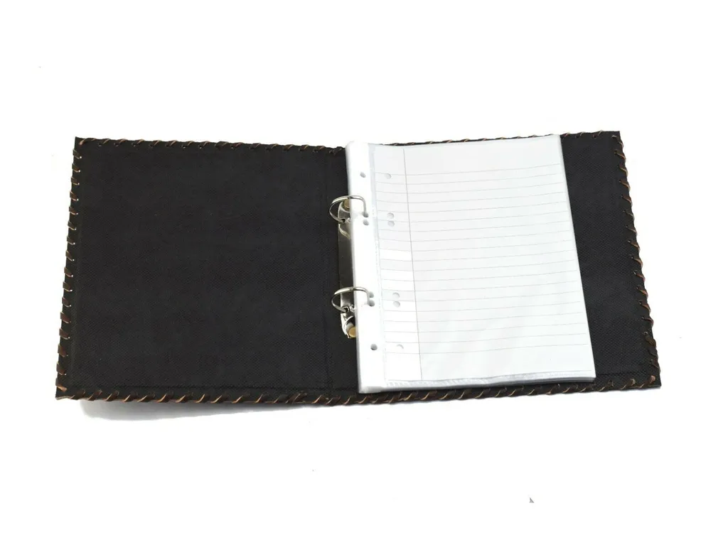 Classeur cuir de buffle gaufré main Pentagram Star format A5 luxe