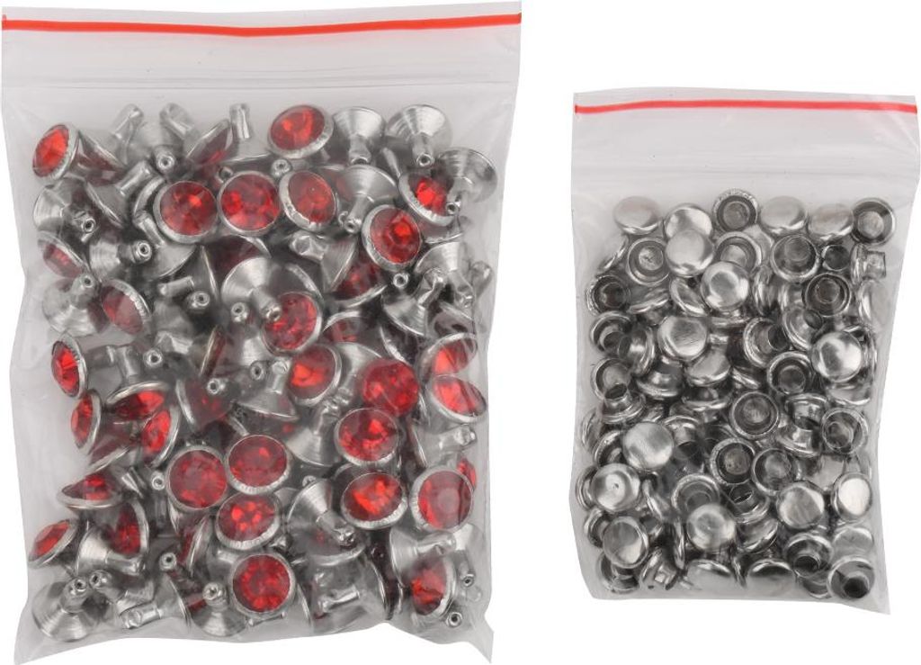 B Acryl-Diamant, 8 mm, dekorativer DIY-Ohrstecker, Kleidungszubehör, silberner Rand, Kristall, leuchtendes Rot
