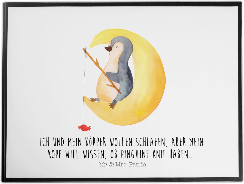 Mr. & Mrs. Panda schreibtischunterlage Pinguin Mond - Weiß - Geschenk, Angel, Schreibunterlage, malunterlage, malunterlagen, Süßigkeiten, Neugie...