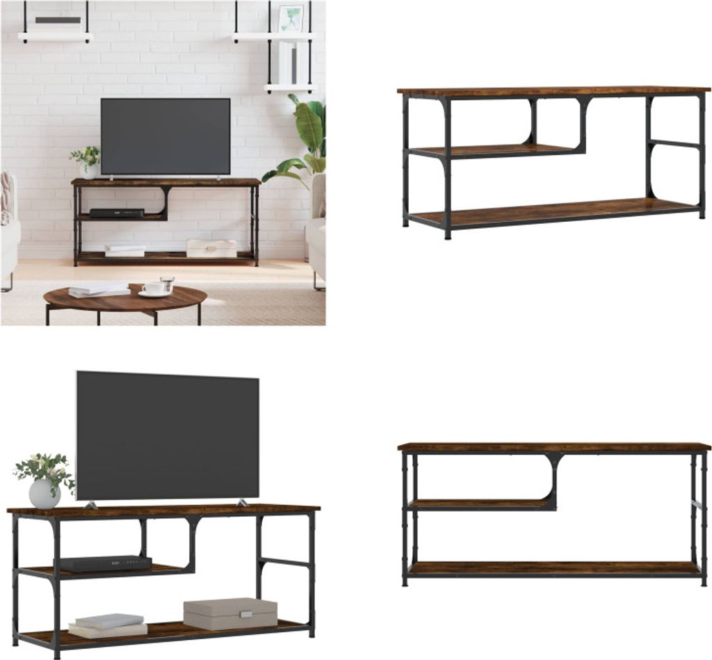 vidaXL TV Schrank Räuchereiche 103x38x46,5 cm Holzwerkstoff und Stahl - TV-Schrank - TV-Schränke - TV-Ständer - TV-Möbel