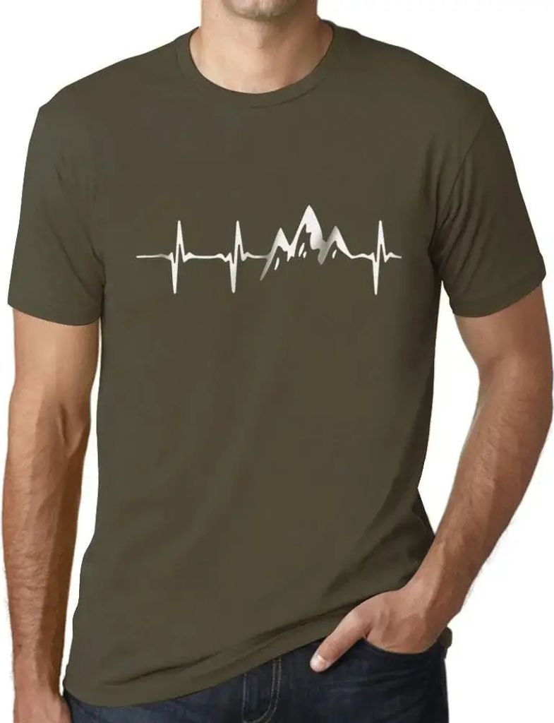 Herren Grafik T-Shirt Herzklopfen im Gebirge – Mountain Heartbeat – Öko-Verantwortlich Vintage Jahrgang Kurzarm Lustige Druck Geburtstag Gesch...