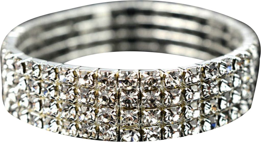 Armband mit Strass-Design, elastische Legierung, modisches Handtragearmband für den täglichen Gebrauch-4 Reihe