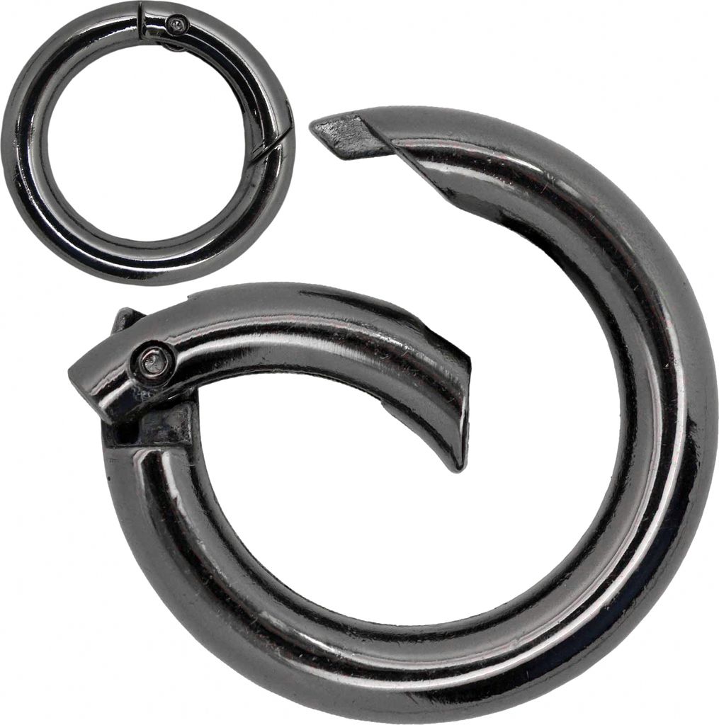 1 Ring Karabiner Innen-Ø Größenwahl Farbwahl Metall Ringkarabiner Schlüssel, Farbe:anthrazit, Größe:Rund | 18mm x 5 mm