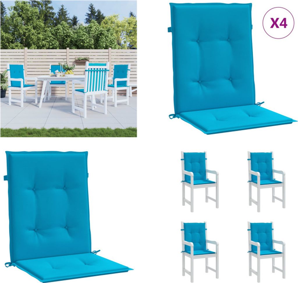 vidaXL Gartenstuhlauflagen für Niedriglehner 4 Stk. Blau 100x50x3 cm - Gartenstuhlauflage Für Niedriglehner - Gartenstuhlauflagen Für Niedrigleh...
