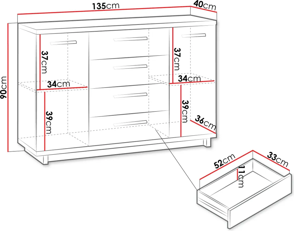 Commode robuste DELAWARE gain de place style chêne artisan et noir - 3