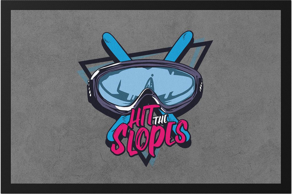 Hit The Slops Fussmatte Skifahrer Skifahrerin Skibrille Bewegung Sport Skipiste Ski Bewegung Ski Berge Skilift