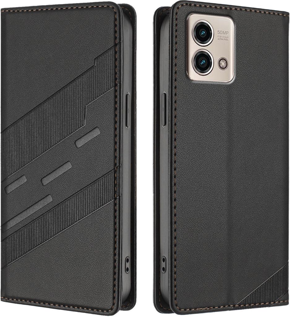 Hülle für Motorola Moto G Stylus 5G 2023, Kunstleder Brieftaschen Handyhülle mit Kartenfach und Standfunktion Schwarz