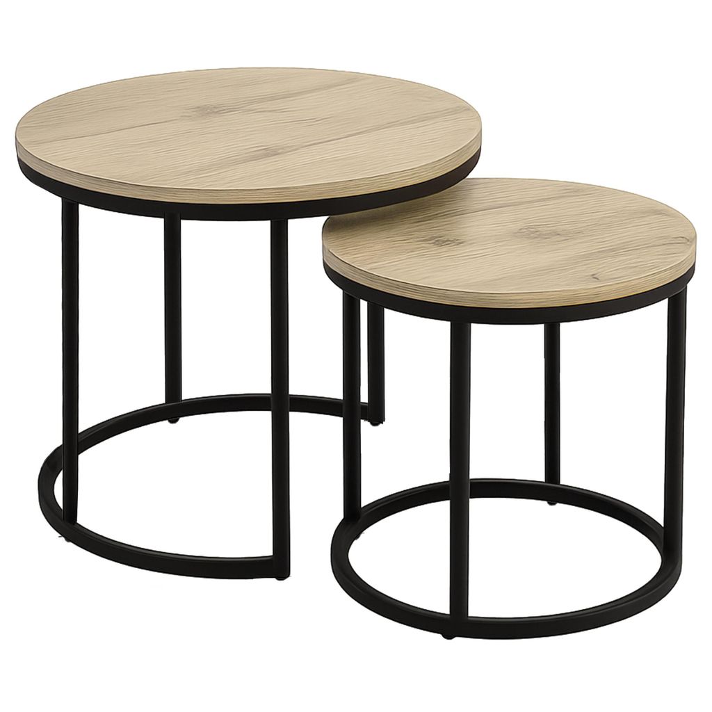 Stoliki kawowe okrągłe zestaw stolików SK102S loft fi 53x45 Zdjęcie produktu 