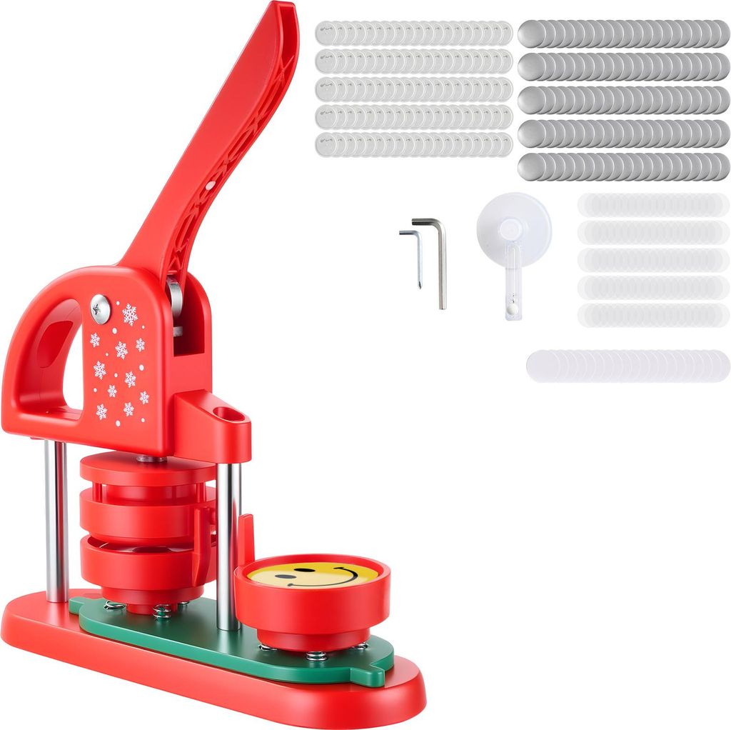 SucceBuy Knopfmachermaschine mit ergonomischem Griff, 58 mm rund, inklusive 100 Knopfteilen, Kreisschneider und Zubehör für DIY-Projekte