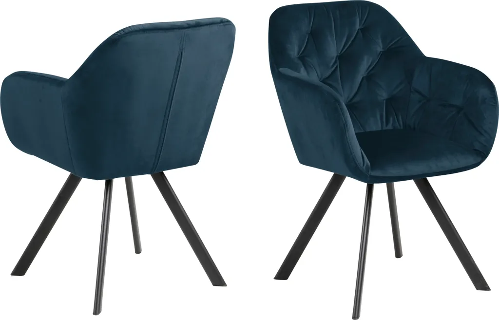 Chaise de Salle à Manger Lora Bleu pour Salon et Bureau Confortable