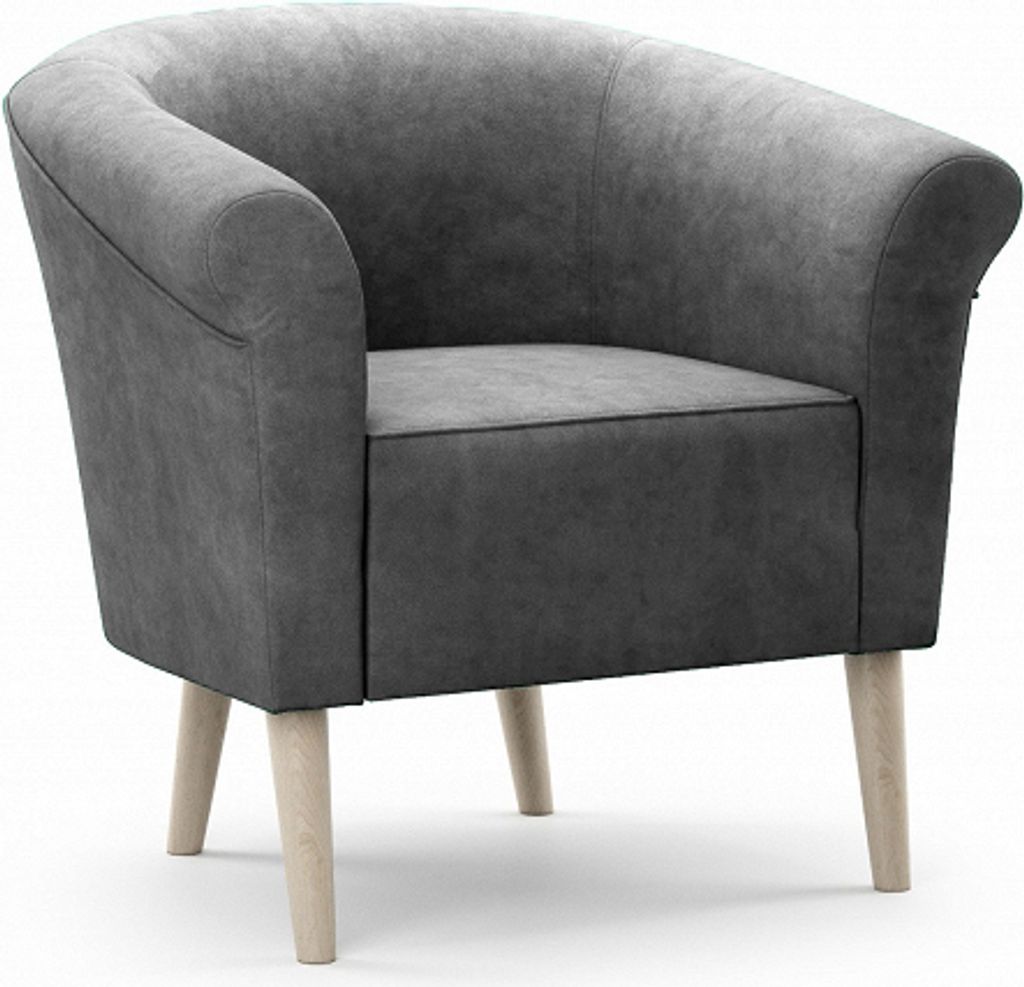 Bettso Bequemer Sessel Polstersessel Relaxsessel mit Holzbeinen für Wohnzimmer Skandinavischen Buchenholz Bein Stil PERO Grau