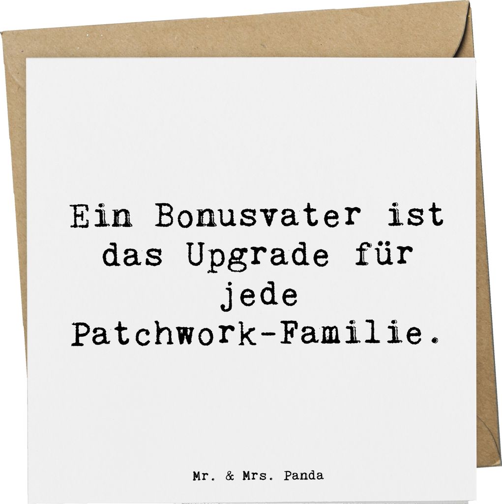 Mr. & Mrs. Panda Grußkarte Spruch Bonusvater Upgrade - Weiß - Geschenk, doppelkarte, besondere Person, anlasskarte, Glückwunschkarte, Humor, Ges...