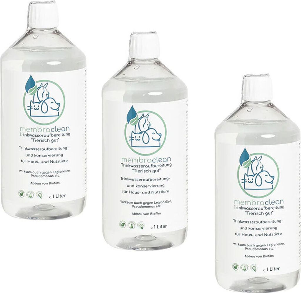 3x 1 Liter membraclean Trinkwasseraufbereitung "Tierisch Produktbild 