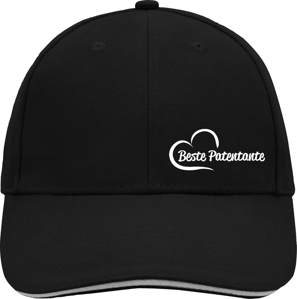 Huuraa Cappy Mütze Beste Patentante Herz Black/Light Grey Baumwolle 6-Panel Kappe Geschenkidee