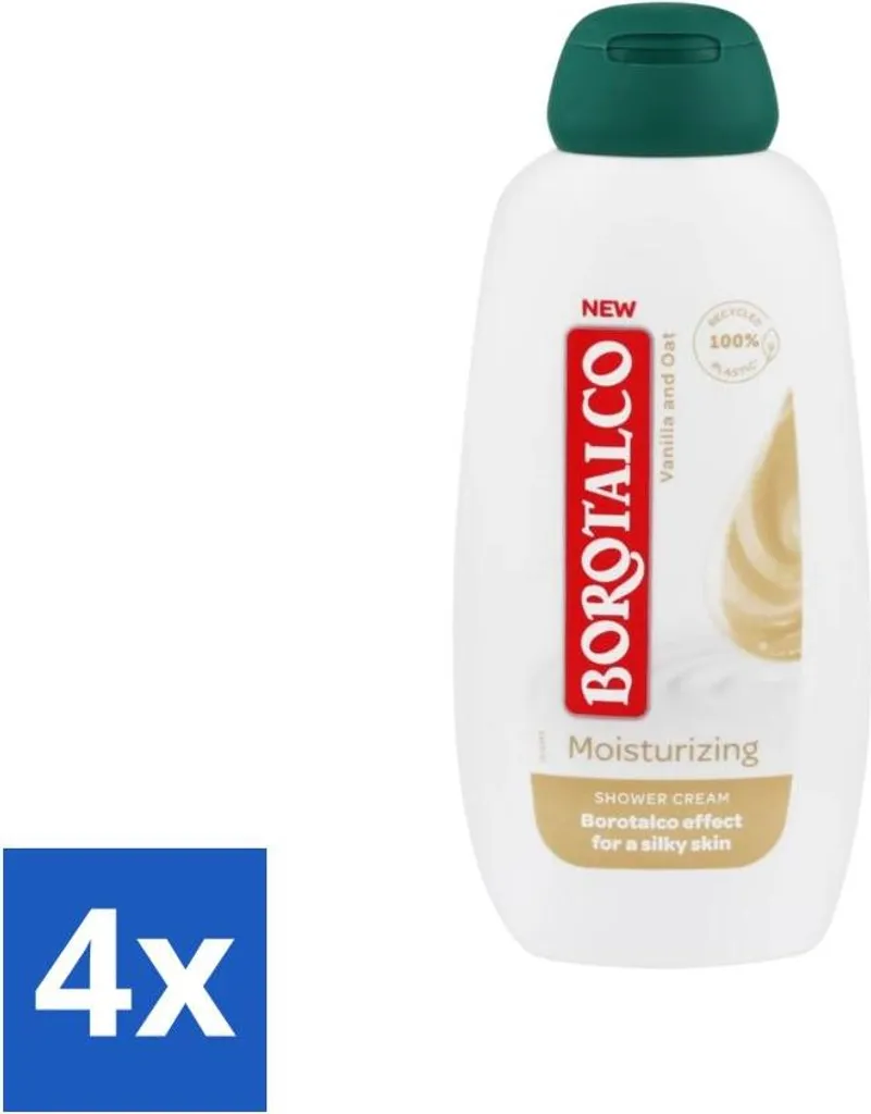 Borotalco Gel Douche Hydratant Vanille et Avoine 250ml - Lot de 4 Flacons