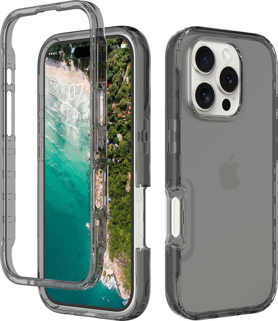 iPhone 16 Pro Hülle, Hybrid Transparente Rückseite TPU Bumper Stoßfest Schutzhülle für iPhone 16 Pro Grau