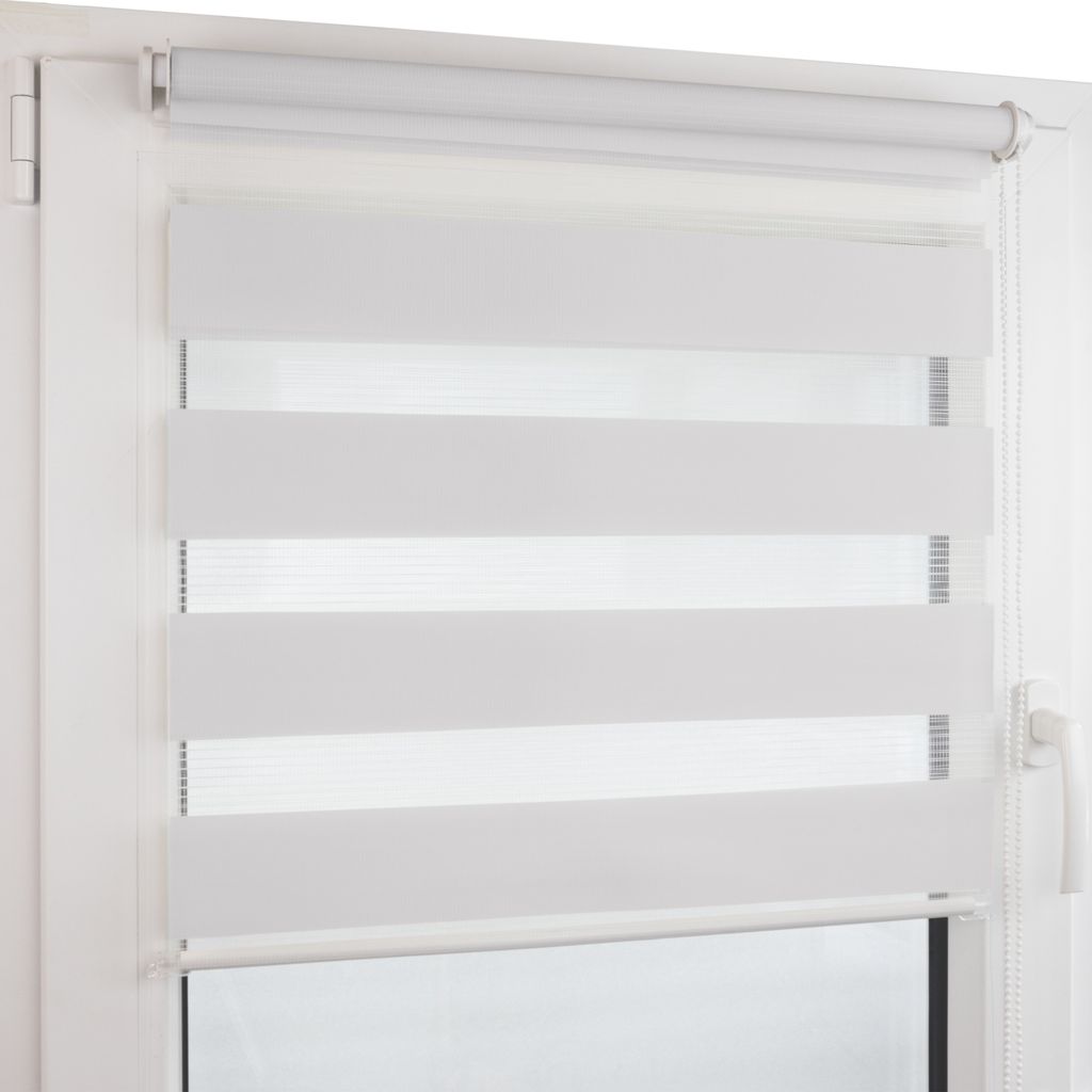 Doppelrollo klemmfix ohne Bohren & mit Bohren, 75 x 120 cm (BxH) Weiß,  3-in-1 Rollos für Fenster & Tür, Fensterrollo innen lichtdurchlässig 