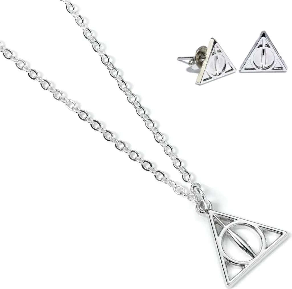Parure de bijoux Harry Potter avec pendentif Reliques de la Mort argent