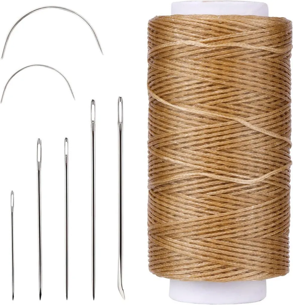 Fil de Cuir Ciré Imperméable 150m Kaki - Namner 150D Fil de Couture Solide