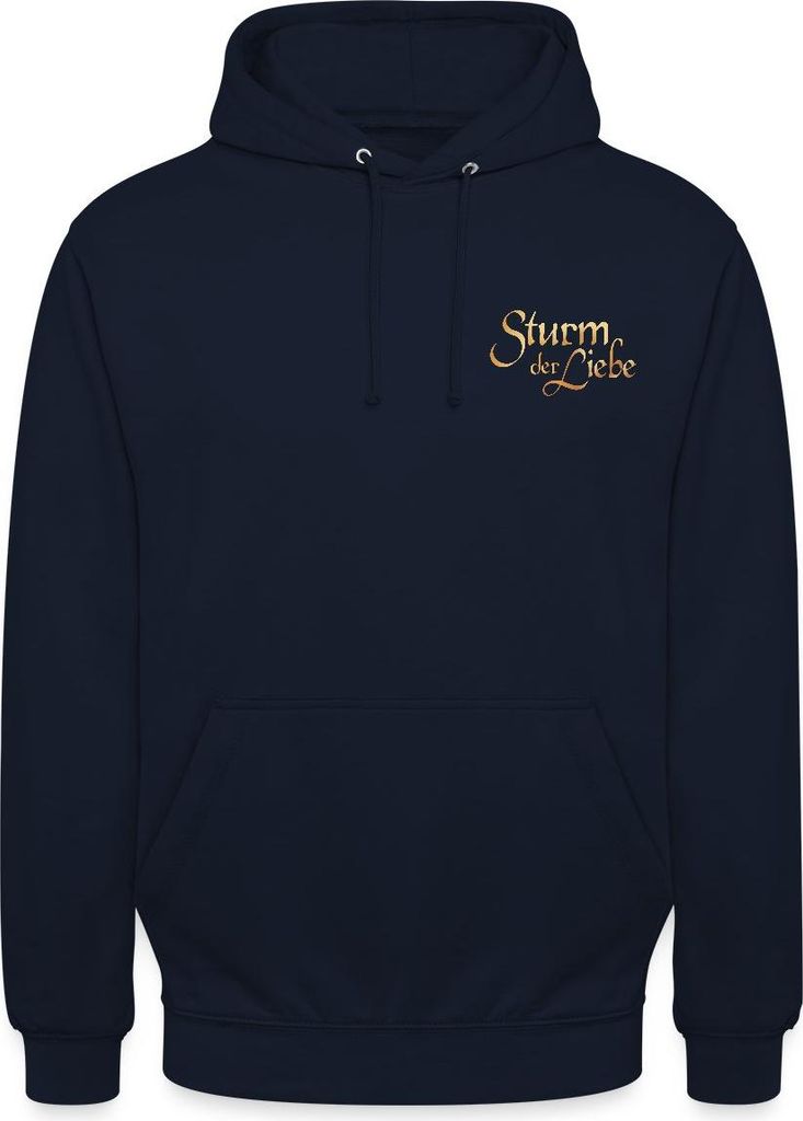Spreadshirt Sturm Der Liebe Logo Gold Textur Uni Hoodie, 3XL, Navy