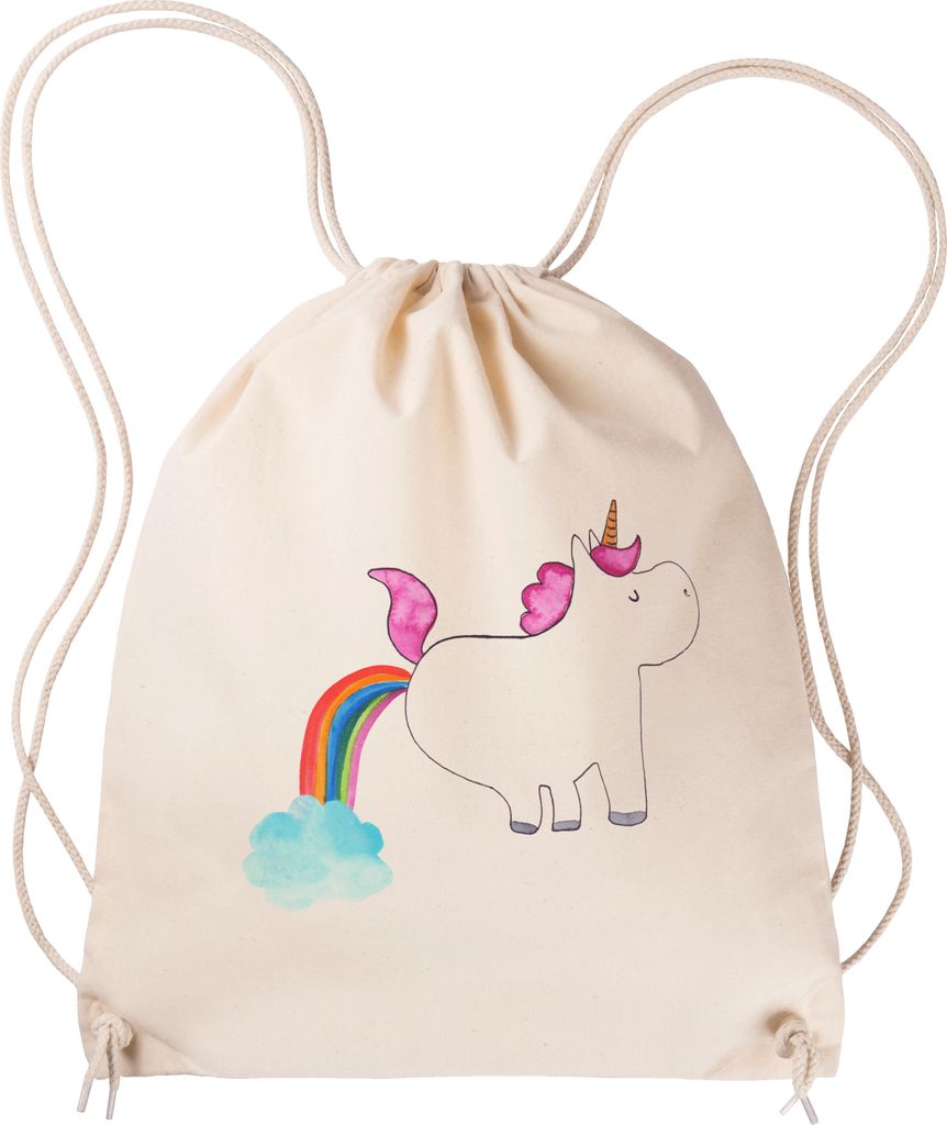 Mr. & Mrs. Panda Drawstring Bag Einhorn Pupsen - Transparent - Geschenk, Stoffbeutel, Regenbogen, Lustig, Unicorn, wander rucksack, festival tasche...