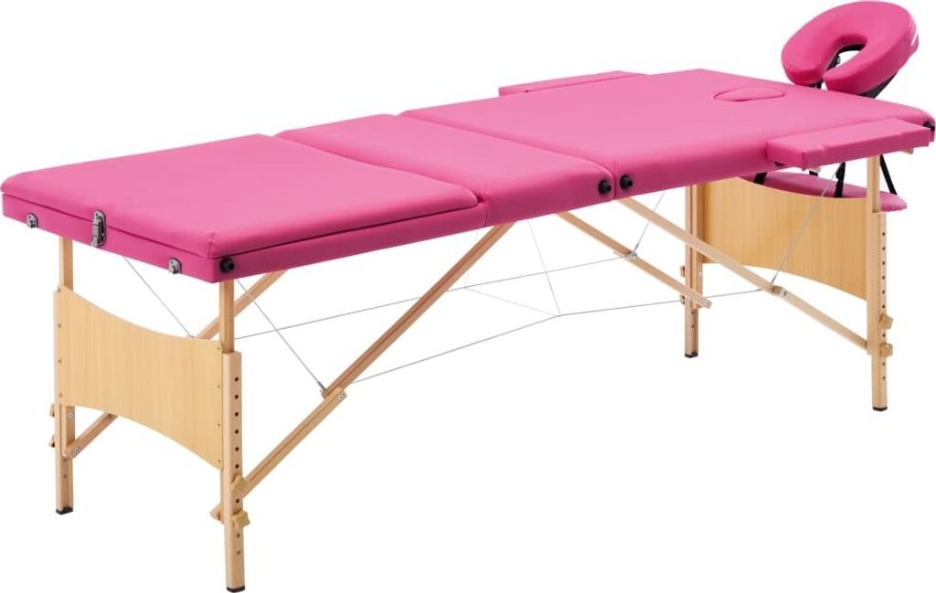 Maison Exclusive - Massageliege Klappbar 3-Zonen mit Holzgestell Rosa