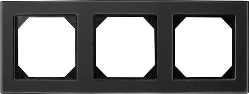Plaque de finition 3 postes Liregus en verre noir pour interrupteur