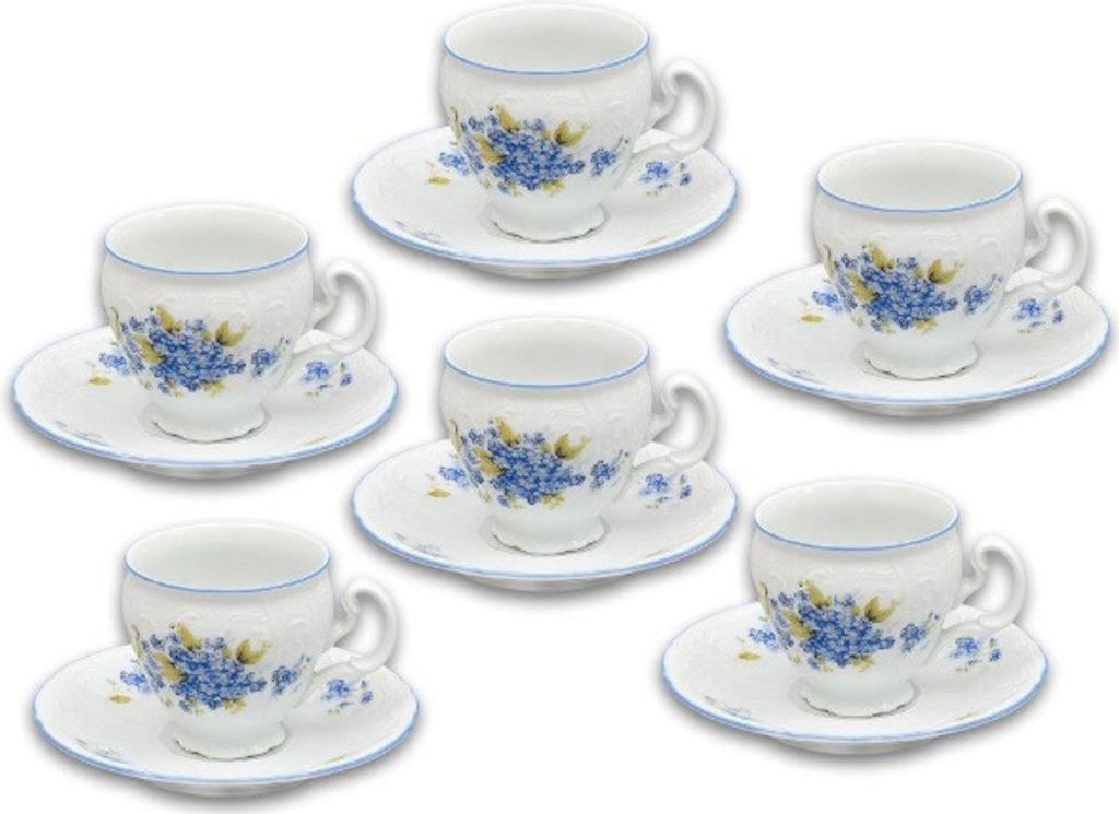 Thun 1794 Bernadotte, Espressotassen und Untertassen, 90 ml, Thun, 6 Stück
