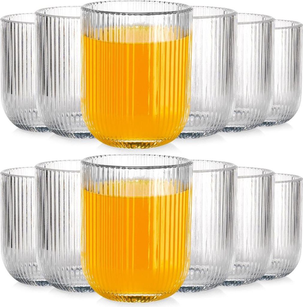 Vilde | Trinkgläser Set - 12 Stück - Geriffeltes Glas - 250 Produktbild 