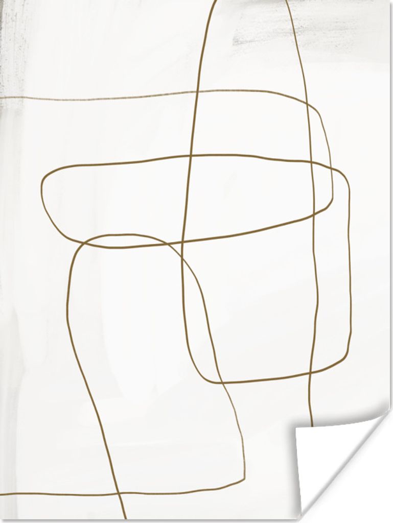 MuchoWow Poster Kunst - Braun - Weiß - Minimalismus 60x80 cm - Schlafzimmer Dekoration
