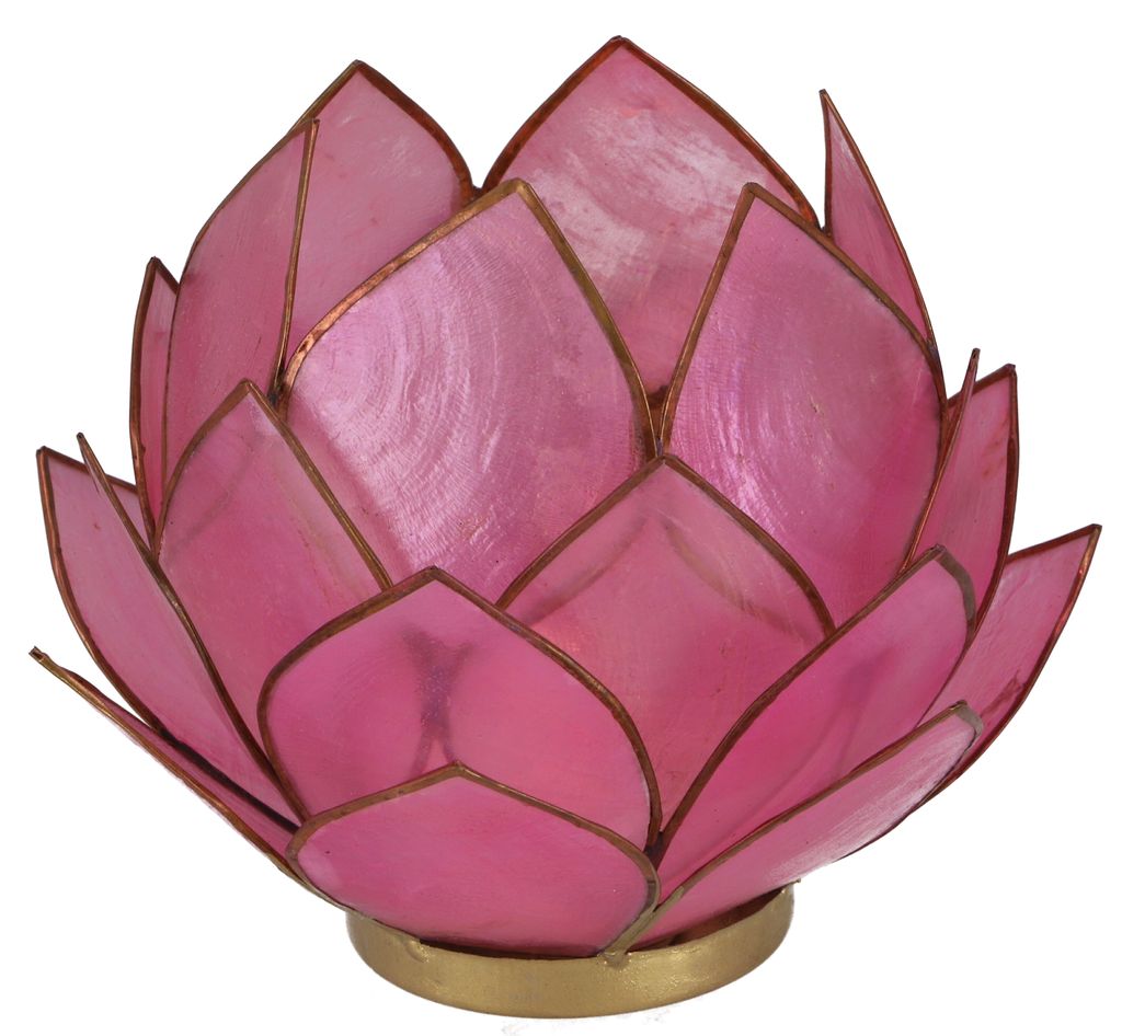 Lotus Teelicht Muschel 14*10 cm - Rosa, Pink, Muschelscheiben,Metall, Teelichthalter & Kerzenhalter