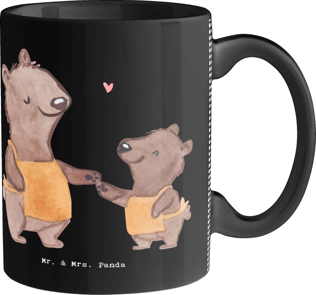 Mr. & Mrs. Panda Tasse Arbeitserzieher Herz - Schwarz - Geschenk, kaffeetasse bedruckt, Freunde, Studium, Kaffeebecher, Dankbar, Keramiktasse, Bech...