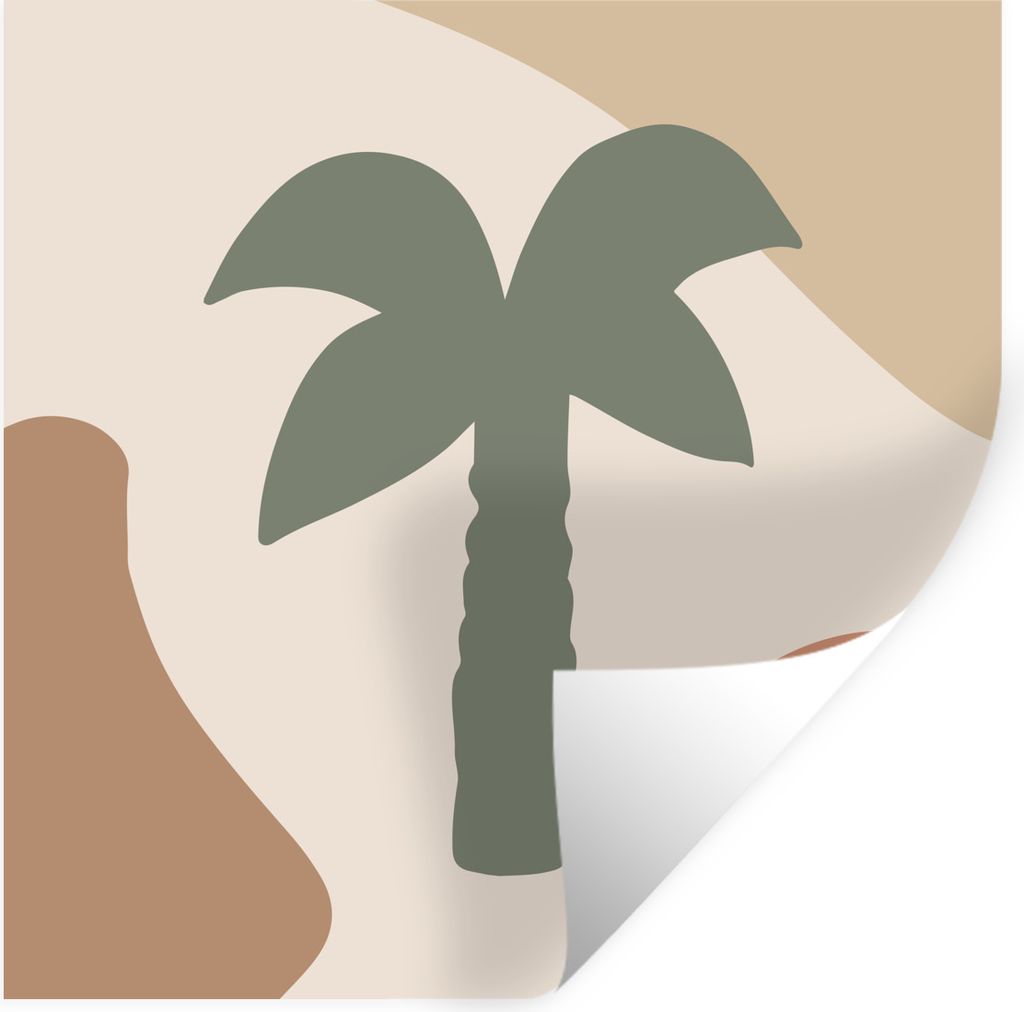 MuchoWow Wandtattoo Wandsticker Wandaufkleber Palme - Pastell - Sommer 80x80 cm Selbstklebend und Repositionierbar - Wierderverwendbar - Selbstkl...