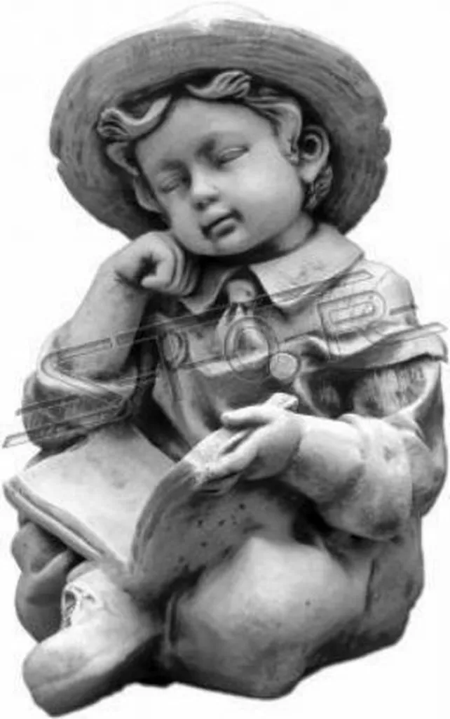 Statue Jardin Garçon 44cm en Résine Durable Résistant aux Intempéries