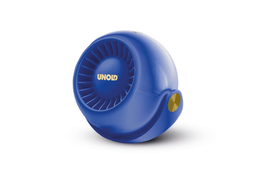 Unold 86679 Breezy Bowl – Kabelloser Akku-Ventilator | 3 Geschwindigkeiten | Bis zu 4h Laufzeit | 6W | 1.200 mAh | USB Wiederaufladbar